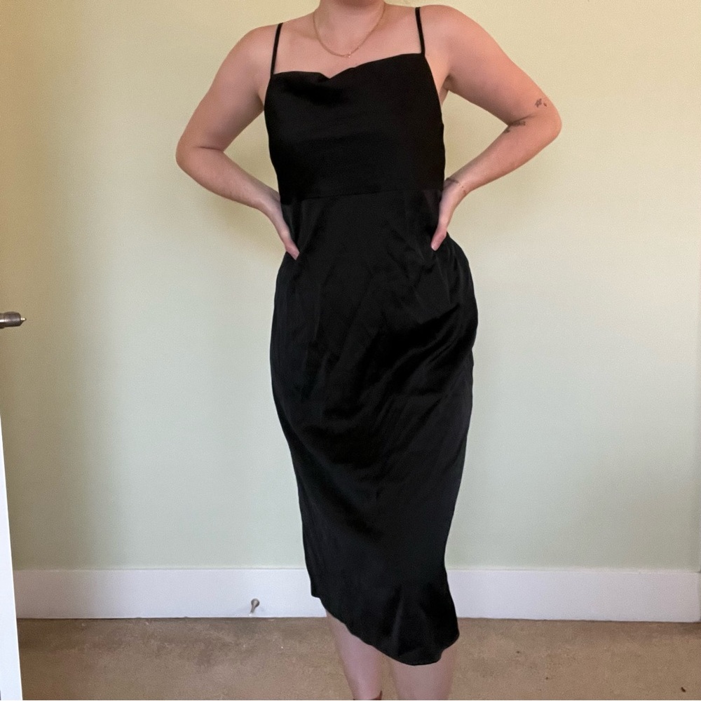 Old Navy Black Midi Dress with Spaghetti Straps